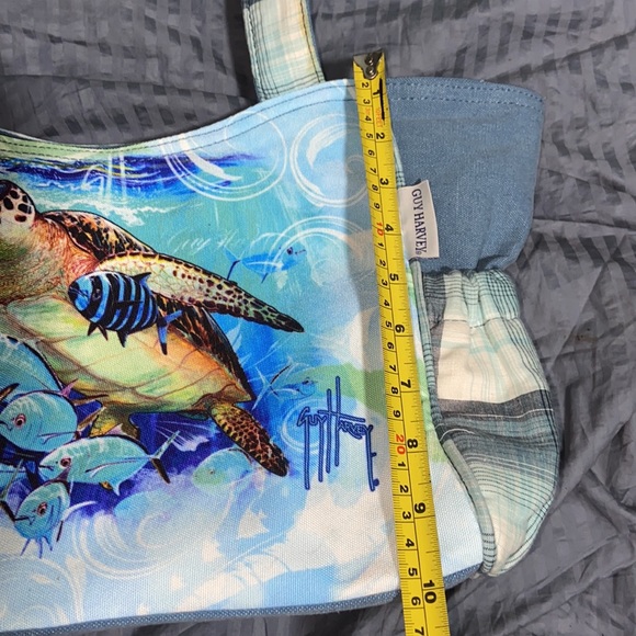 Nwt Guy Harvey Blue Ocean Sea Turtle Large Shoulder Beach Tote Bag - Picture 14 of 16